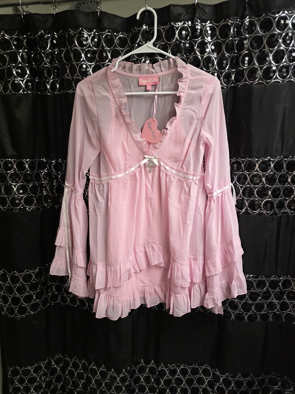 Sugar Thrillz Pastel Pink Ruffled Babydoll Mini Dress